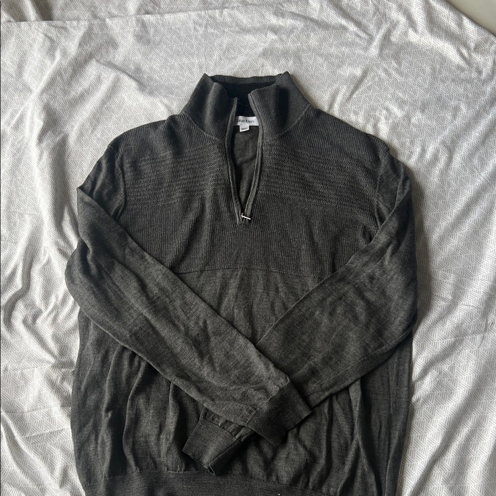 Calvin Klein Dark Gray Zip-Up Sweater